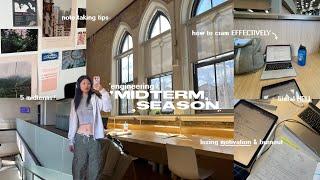 MIDTERM SEASON STUDY VLOG ₊˚️ how to cram well, study and exam tips, balancing life and school