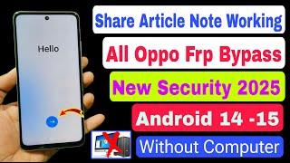 All Oppo Frp Unlock  Share Article Note Working | New Trick 2025 | All Oppo Frp Bypass Android 14 |