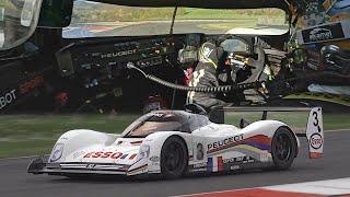 F1 V10 powered Peugeot 905 Le Mans onboard laps at Mugello feat. INCREDIBLE 12.500rpm engine Sound!