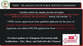 Notification for Lecturers in Telangana Government Polytechnic College | Telangana Lecturer Jobs