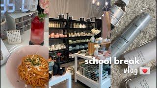 School break vlog  self-care, meeting online friend, cooking rose pasta, skincare, drawing