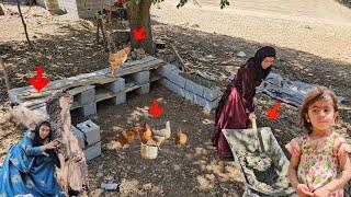 Khadija started building a large hut for the chicks.