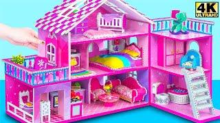 How To Build Pink Mega Apartment with 10 Rooms from Cardboard for Barbie ️ DIY Miniature House