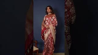 Red Handwoven Banarasi Silk Tissue Saree | Shivangi Kasliwal