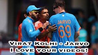 Jarvo 69 making his Cricket World Cup Debut - With Virat Kolhi, Mohammed Siraj and Indian Team mates