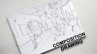 Composition Drawing (Railway Station)