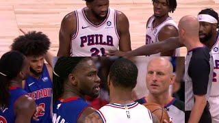 ISAIAH STEWART FIGHTS ENTIRE SIXERS TEAM! PUSHES PAT BEV! YELLS "LETS TAKE IT OUTSIDE ME AND U!"