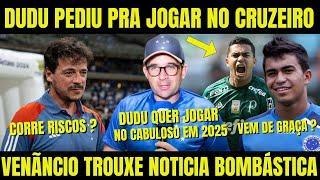  VENÂNCIO CONFIRMOU! DUDU NOVO REFORÇO DO CRUZEIRO? DINIZ PODE CAIR? NOTICIAS DO CRUZEIRO HOJE