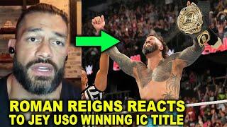 Roman Reigns Reacts to Jey Uso Winning Intercontinental Championship on WWE RAW from Bron Breakker