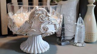 How to upcycle a glass bowl. Diy antique vintage glass bowl, Revamp a glass bowl. Candle stand.