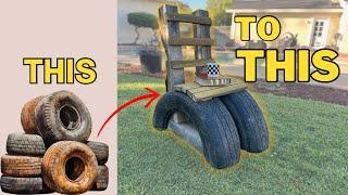 Transform an Old Tire into this Amazing Outdoor Garden ￼Chair – easy DIY tutorial. ￼