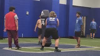 Big Jake Seay#75 punch timing and kick step work. Somerset H.S. koy Detmer Head Coach.