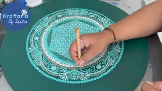 Flower of life dot mandala painting in teal blue shade. Step by step for beginners.