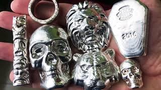 *59* YEAGER’S POURED SILVER 3D SILVER SLACKER HACMINT BIG SKULL LIBERTY MEX RING FROM YPS COLLECT