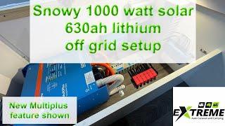 Snowy 1000 watt/630ah lithium off grid setup, Air Conditioning, Microwave, coffee machine.