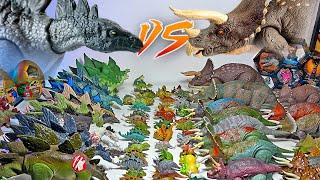 MEGA Triceratops VS Stegosaurus Toys! Jurassic World Dinosaurs Toys Collection Battle