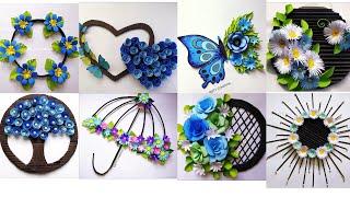 8 best wallhanging craft idea/paper flower wallhanging/paper craft/blue colour paper craft