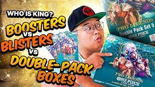 WHO WINS? Booster Box, Blister Packs, or Double Pack Boxes of One Piece TCG OP-08, The Two Legends.