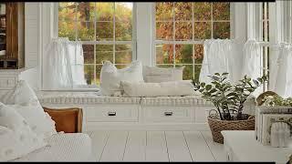 ENERGY HEALING AMBIENCE: A cozy fall river view from your favorite reading nook...