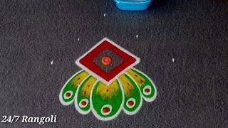 Beautiful Peacock Rangoli  24/7 Rangoli  Pongal festival rangoli design  Magar Sankranti Rangoli