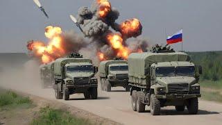 Russia's Panic Moment! Russian Logistics Truck Convoy Destroyed by US BGM 71 TOW Missile on Bridge