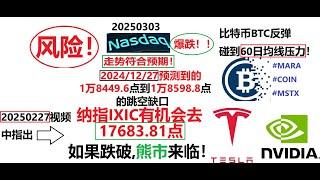 20250303 纳斯达克IXIC爆跌！比特币BTC反弹碰到60日均线压力！#特斯拉 #crypto #btc #比特币 #纳指 #nasdaq #ixic #nvda #英伟达 #tslq