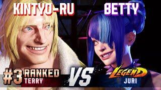 SF6 ▰ KINTYO-RU (#3 Ranked Terry) vs BETTY (Juri) ▰ High Level Gameplay
