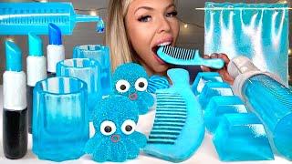 ASMR BLUE DESSERTS* EDIBLE COMB, GIANT SYRINGE, EDIBLE LIPSTICK MUKBANG 먹방