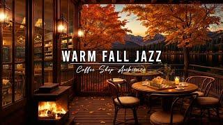 Smooth Jazz Instrumental & Crackling FireplaceJazz Relaxing Music at Cozy Fall Coffee Shop Ambience