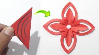 How To Make Paper Flower Easy | Christmas Flower Making With Paper | Paper Flower Making Idea