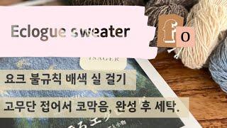 에클로그스웨터 완성 했어요! / 너무 어려웠던 ISAGER Tweed / 니트 세탁후 편물 변화