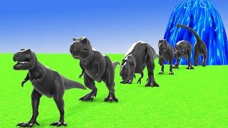 Paint Animals Dinosaur T-Rex Herbivores and Carnivores Dinosaurs Fountain Crossing Animal Cartoon