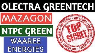 Olectra greentech share,Mazagon share,Ntpc green share,Waaree energies share,Share market