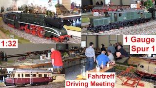 Gauge 1 driving meeting Munich 5/25 – 1:32 self-built catenary, turntables, Cvt-34, E93, Gravita ...