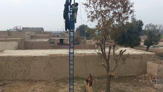 old wifi tower installation in village