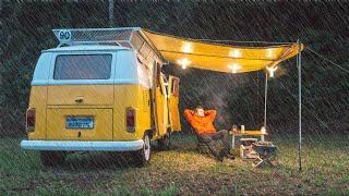 Camping in Heavy Rain With a Homemade Campervan