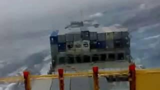 Container vessel in storm