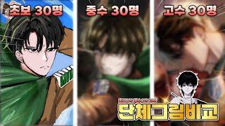 초보 vs 중수 vs 고수 각각 단체로 진격의 거인 리바이를 그려봤는데, 역대급 작품이 나왔습니다 [단체그림비교 리바이편]