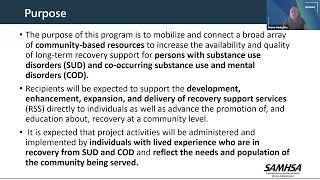 SAMHSA Building Communities of Recovery (BCOR) Pre-Application Webinar