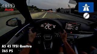 Night POV Drive | 2024 Audi A5 45 TFSI S-Line Quattro | 265 PS | ASMR | German Autobahn | High Speed