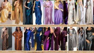 Different Shades with  All Colors name in Satin Saree / Satin saree look.