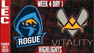 RGE vs VIT Highlights | LEC Summer 2022 W4D1 | Rogue vs Team Vitality