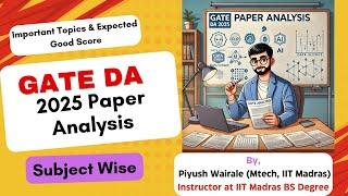GATE DA 2025 paper analysis | Subject wise Weightage | GATE Data Science and AI #gateda