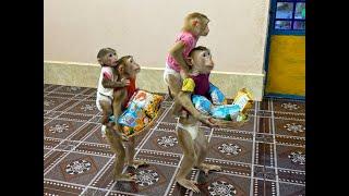 Sovan & Sovanny Walk Carry Sister Jula & Kobie To Take Snack Treat To Eat Together With Mom ,