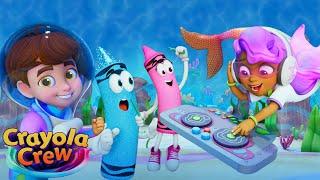 DJ Mermaid's Epic Underwater Concert! + MORE Crayola Crew | Cute Crayon Cartoons for Kids