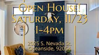 Open House! Saturday, 11/23 1-4pm