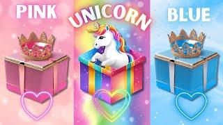 Choose your gift ||3 gift box challenge|| 2 Good vs one Bad|| Pink, Unicorn vs Blue #giftbox