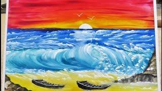 Sunset Seascape Finger Painting #ArtsyCreativeVibe