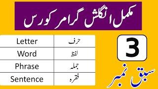 Basic English Grammar Course in Urdu | Use of Sentence and Phrase in English with Examples | Class 3