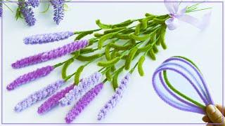 Amazing idea! Lavender with your own hands. Chenille wire flowers